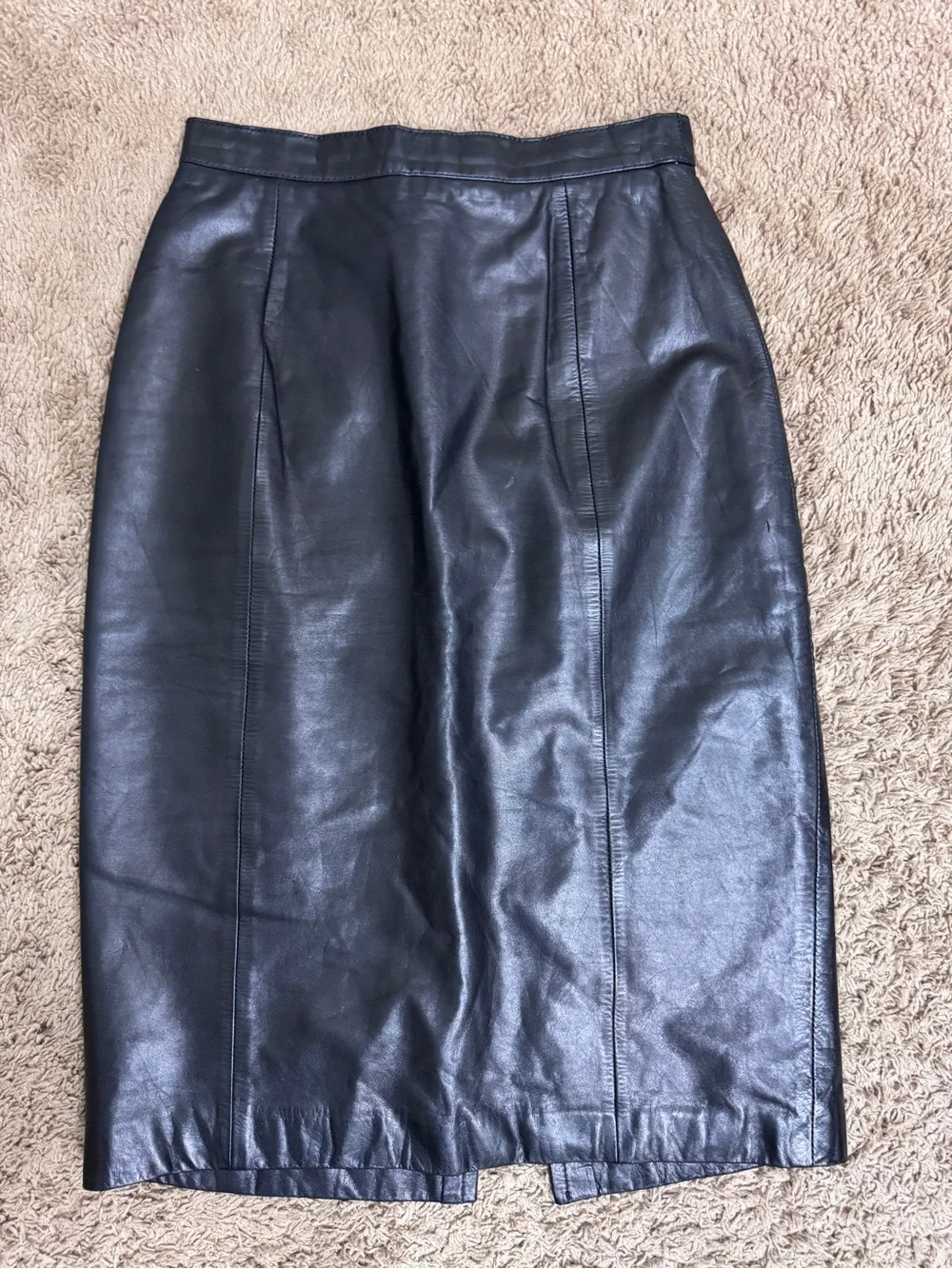 Vtg Wilsons Leather Maxima Black 100% Leather Pencil Skirt High Waist 90s size 4